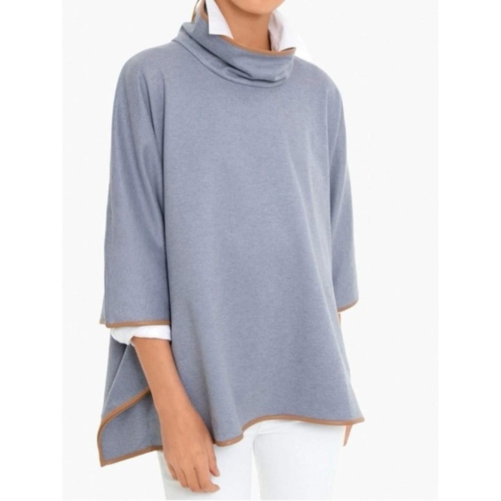 Tuckernuck Poncho Cape OS Leather Trim Piper Old Money Layering‎ Quiet Luxury